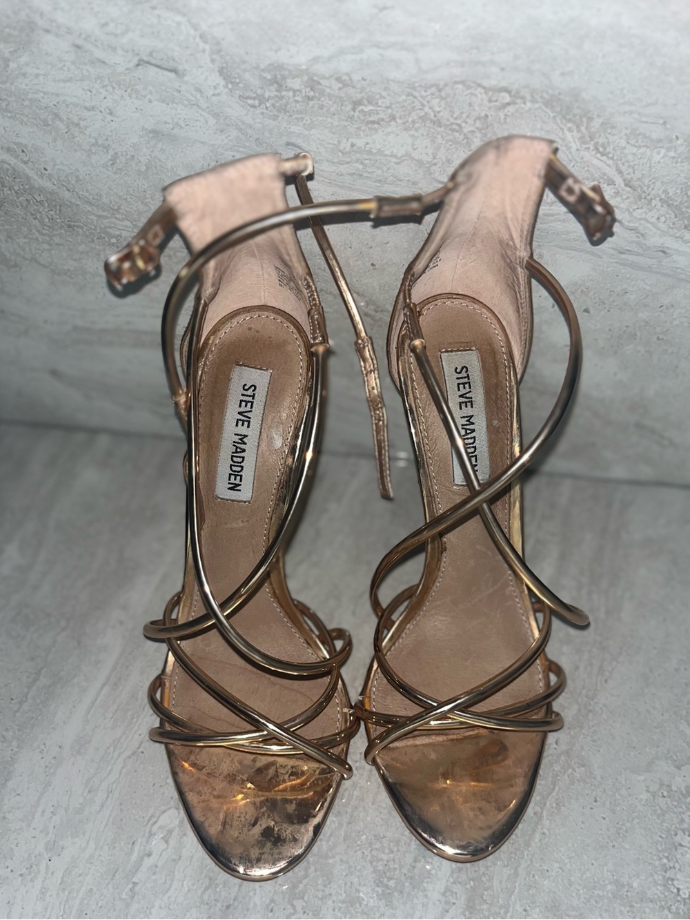 Steve Madden Metallic Rose Gold Strappy Heels